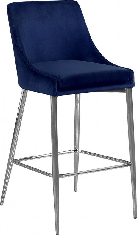 Meridian Furniture - Karina Velvet Counter Stool Set Of 2 In Navy - 790Navy-C