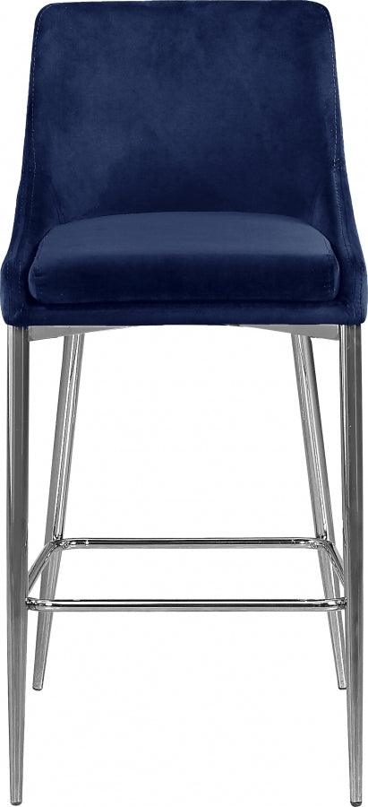 Meridian Furniture - Karina Velvet Counter Stool Set Of 2 In Navy - 790Navy-C