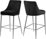 Meridian Furniture - Karina Velvet Counter Stool Set Of 2 In Black - 790Black-C