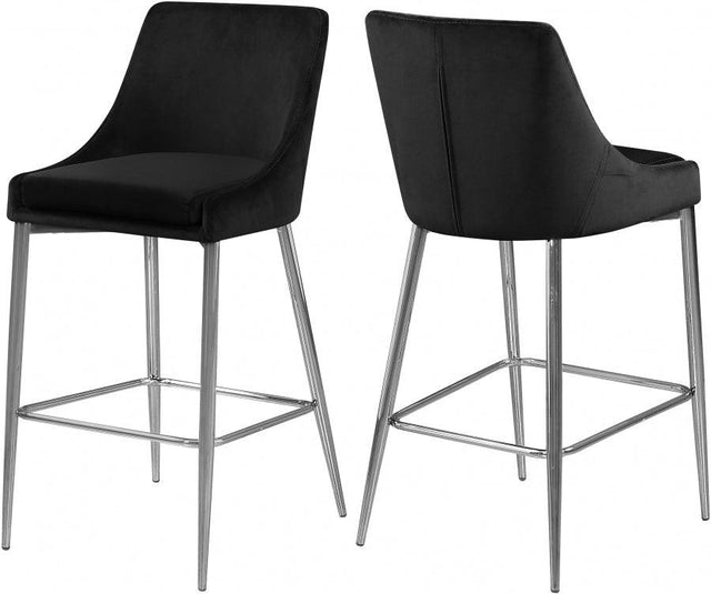 Meridian Furniture - Karina Velvet Counter Stool Set Of 2 In Black - 790Black-C