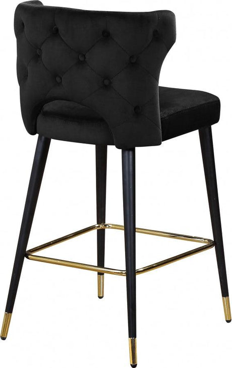 Meridian Furniture - Kelly Velvet Counter Stool Set Of 2 In Black - 791Black-C