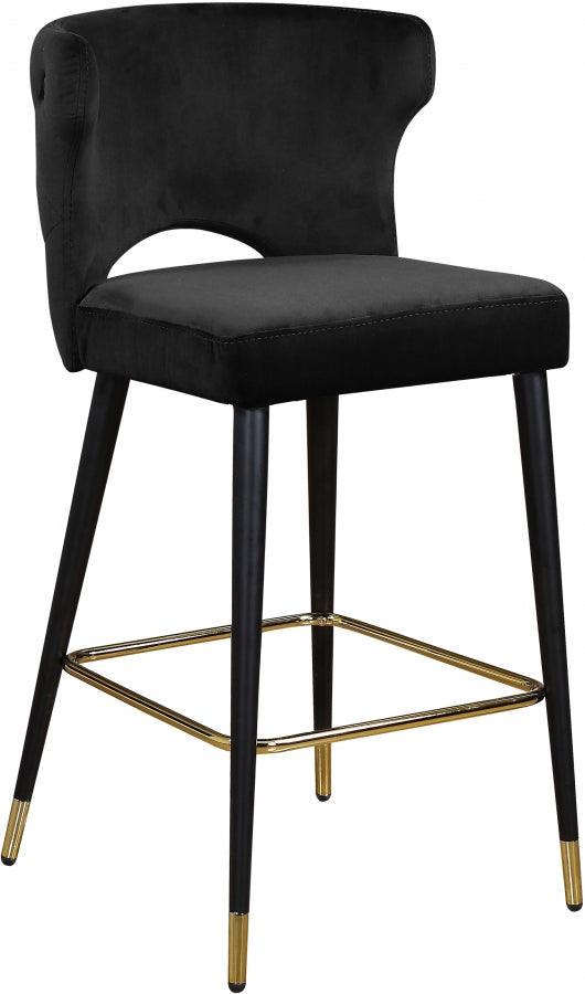 Meridian Furniture - Kelly Velvet Counter Stool Set Of 2 In Black - 791Black-C