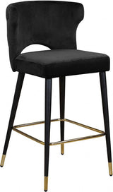 Meridian Furniture - Kelly Velvet Counter Stool Set Of 2 In Black - 791Black-C