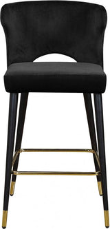 Meridian Furniture - Kelly Velvet Counter Stool Set Of 2 In Black - 791Black-C