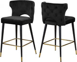 Meridian Furniture - Kelly Velvet Counter Stool Set Of 2 In Black - 791Black-C