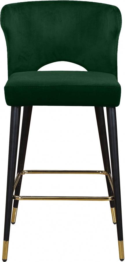 Meridian Furniture - Kelly Velvet Counter Stool Set Of 2 In Green - 791Green-C