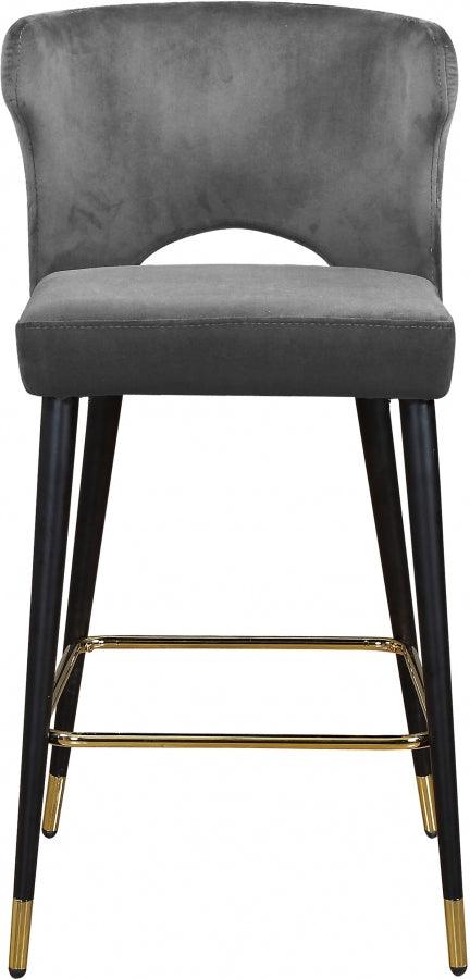 Meridian Furniture - Kelly Velvet Counter Stool Set Of 2 In Grey - 791Grey-C