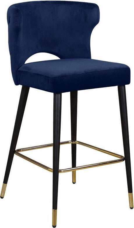 Meridian Furniture - Kelly Velvet Counter Stool Set Of 2 In Navy - 791Navy-C