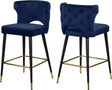 Kelly Velvet Counter Stool Set Of 2 In Navy - 791Navy-C | Meridian