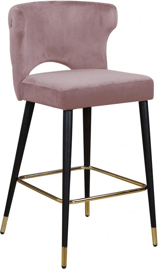 Meridian Furniture - Kelly Velvet Counter Stool Set Of 2 In Pink - 791Pink-C