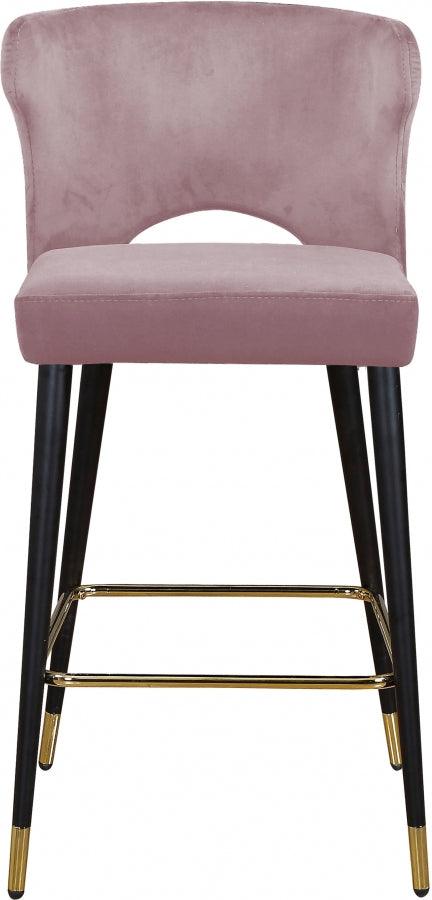 Meridian Furniture - Kelly Velvet Counter Stool Set Of 2 In Pink - 791Pink-C