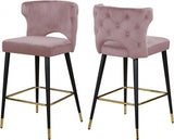 Meridian Furniture - Kelly Velvet Counter Stool Set Of 2 In Pink - 791Pink-C