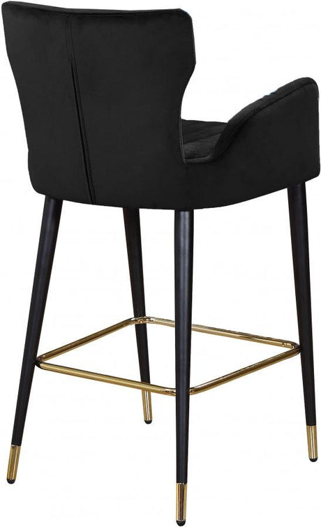 Meridian Furniture - Luxe Velvet Counter Stool Set Of 2 In Black - 792Black-C