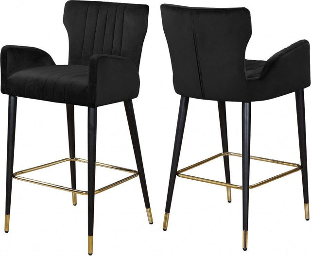 Meridian Furniture - Luxe Velvet Counter Stool Set Of 2 In Black - 792Black-C