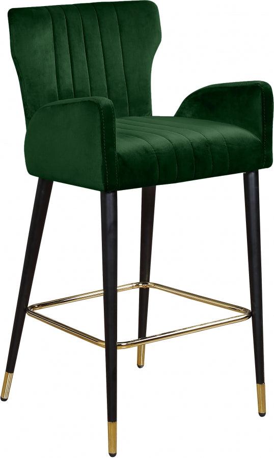 Meridian Furniture - Luxe Velvet Counter Stool Set Of 2 In Green - 792Green-C