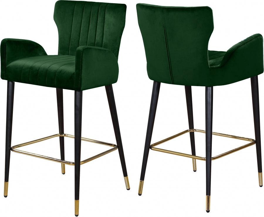 Meridian Furniture - Luxe Velvet Counter Stool Set Of 2 In Green - 792Green-C