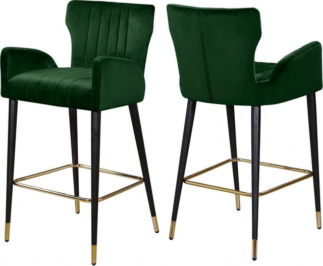 Meridian Furniture - Luxe Velvet Counter Stool Set Of 2 In Green - 792Green-C