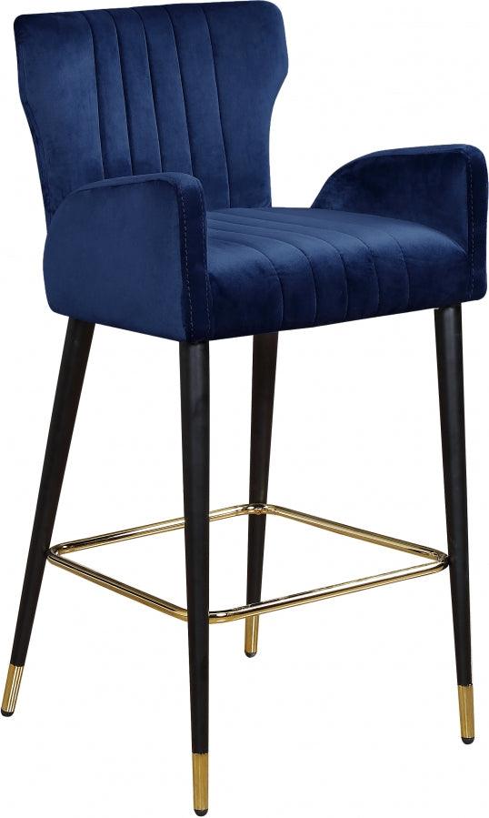 Meridian Furniture - Luxe Velvet Counter Stool Set Of 2 In Navy - 792Navy-C