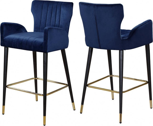 Meridian Furniture - Luxe Velvet Counter Stool Set Of 2 In Navy - 792Navy-C