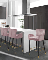 Meridian Furniture - Luxe Velvet Counter Stool Set Of 2 In Pink - 792Pink-C