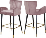 Meridian Furniture - Luxe Velvet Counter Stool Set Of 2 In Pink - 792Pink-C