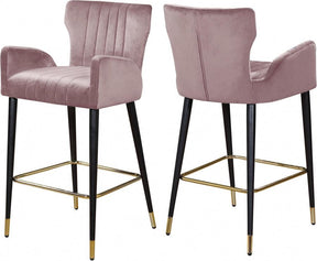 Luxe Velvet Counter Stool Set Of 2 In Pink - 792Pink-C | Meridian