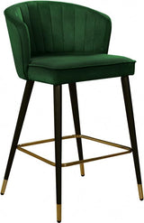 Cassie Velvet Counter Stool Set Of 2 In Green - 793Green - C | Meridian | Home Elegance USA