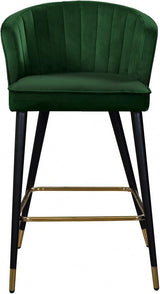 Cassie Velvet Counter Stool Set Of 2 In Green - 793Green - C | Meridian | Home Elegance USA