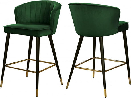 Meridian Furniture - Cassie Velvet Counter Stool Set Of 2 In Green - 793Green-C