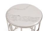 Vig Furniture - Modrest Silvan Modern Marble & Stainless Steel End Table - Vghb228B-Mbl