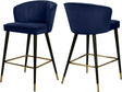 Cassie Velvet Counter Stool Set Of 2 In Navy - 793Navy-C | Meridian