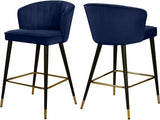 Cassie Velvet Counter Stool Set Of 2 In Navy - 793Navy - C | Meridian | Home Elegance USA