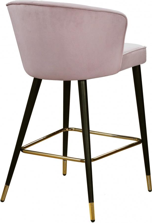 Meridian Furniture - Cassie Velvet Counter Stool Set Of 2 In Pink - 793Pink-C