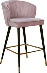 Cassie Velvet Counter Stool Set Of 2 In Pink - 793Pink - C | Meridian | Home Elegance USA