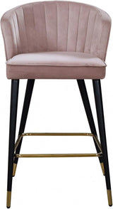 Meridian Furniture - Cassie Velvet Counter Stool Set Of 2 In Pink - 793Pink-C