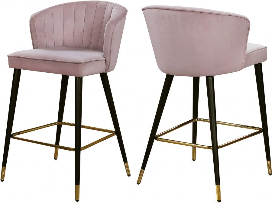 Meridian Furniture - Cassie Velvet Counter Stool Set Of 2 In Pink - 793Pink-C