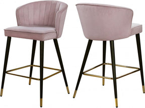 Cassie Velvet Counter Stool Set Of 2 In Pink - 793Pink-C | Meridian