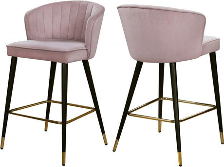 Cassie Velvet Counter Stool Set Of 2 In Pink - 793Pink - C | Meridian | Home Elegance USA