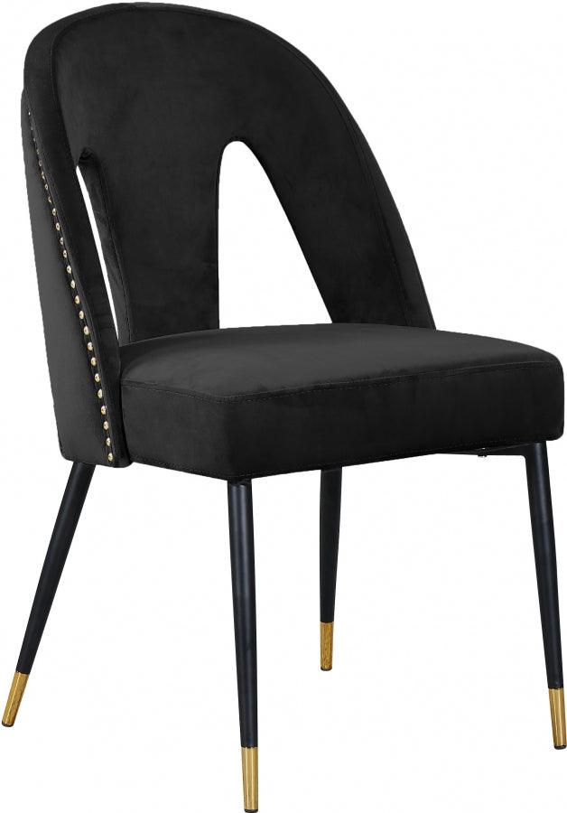 Akoya Velvet Dining Chair Set Of 2 In Black - 794Black - C | Meridian | Home Elegance USA