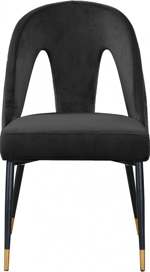 Akoya Velvet Dining Chair Set Of 2 In Black - 794Black - C | Meridian | Home Elegance USA