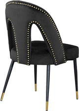 Akoya Velvet Dining Chair Set Of 2 In Black - 794Black - C | Meridian | Home Elegance USA