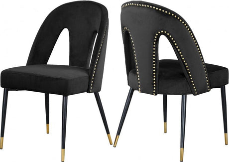 Meridian Furniture - Akoya Velvet Dining Chair Set Of 2 In Black - 794Black-C