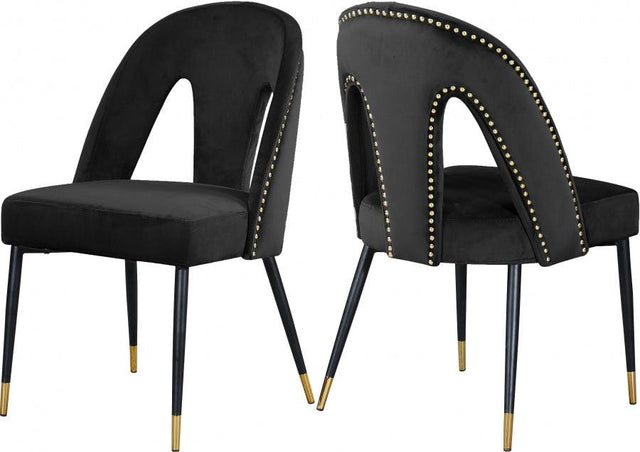 Akoya Velvet Dining Chair Set Of 2 In Black - 794Black - C | Meridian | Home Elegance USA