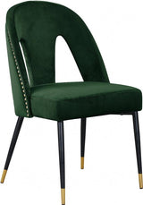 Akoya Velvet Dining Chair Set Of 2 In Green - 794Green - C | Meridian | Home Elegance USA