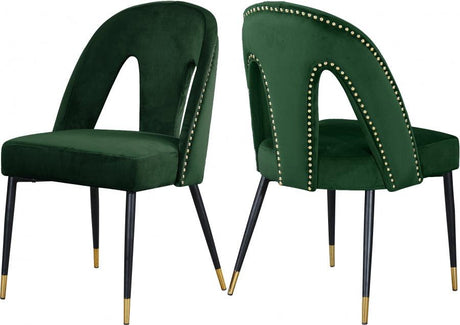 Akoya Velvet Dining Chair Set Of 2 In Green - 794Green - C | Meridian | Home Elegance USA