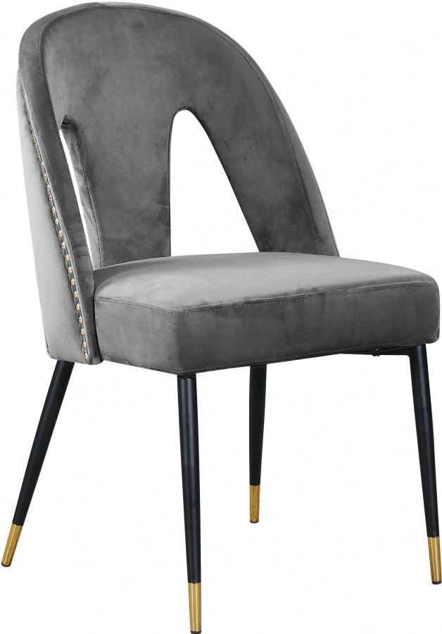 Akoya Velvet Dining Chair Set Of 2 In Grey - 794Grey - C | Meridian | Home Elegance USA