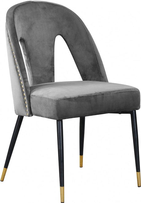 Meridian Furniture - Akoya Velvet Dining Chair Set Of 2 In Grey - 794Grey-C