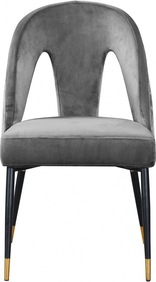 Akoya Velvet Dining Chair Set Of 2 In Grey - 794Grey - C | Meridian | Home Elegance USA