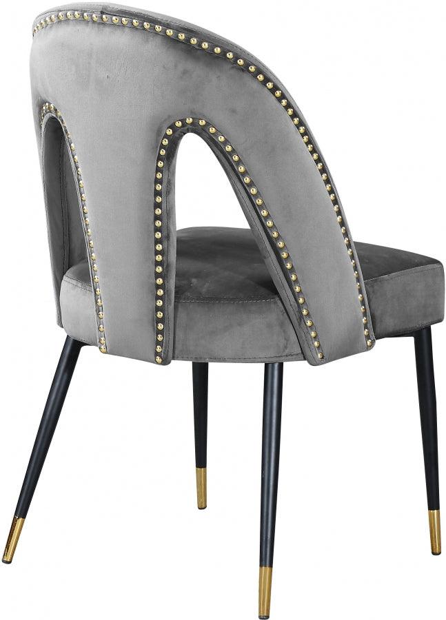 Akoya Velvet Dining Chair Set Of 2 In Grey - 794Grey - C | Meridian | Home Elegance USA