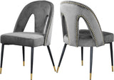 Akoya Velvet Dining Chair Set Of 2 In Grey - 794Grey - C | Meridian | Home Elegance USA